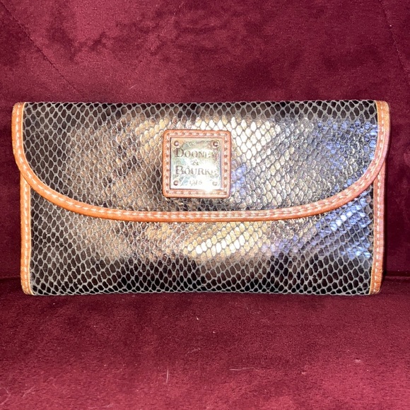 Dooney & Bourke Handbags - Dooney and Bourke bronze leather snake skin continental wallet